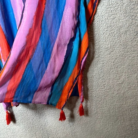 Palisades Beach Club Cover Up Women OS One Size Multicolor Flowy Sheer Tassels - Picture 3 of 7